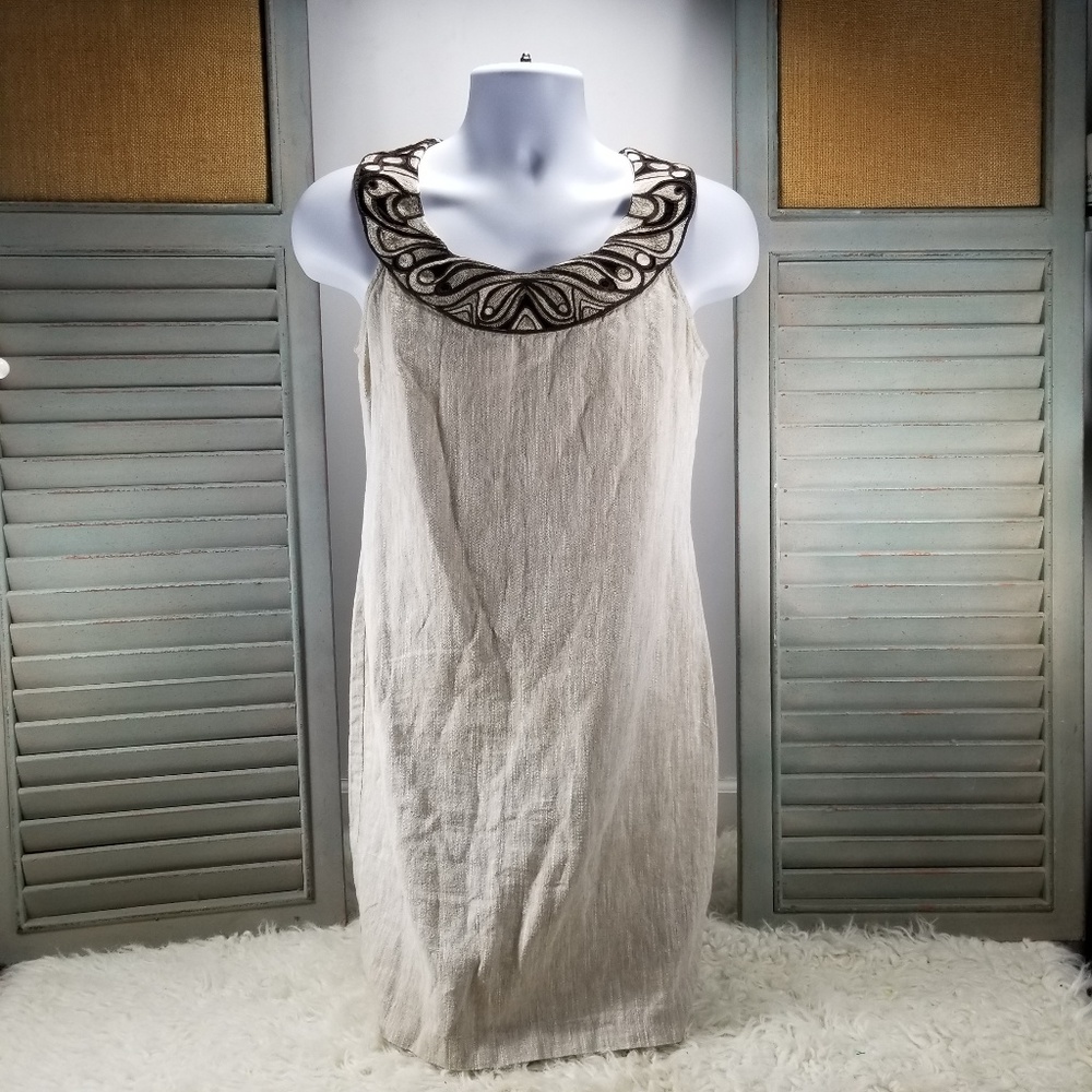Dana Buchman Linen Cotton Blend Dress sz 4 Beige